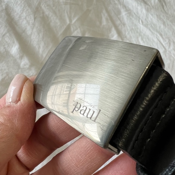 Paul Kehl Men's Leather Black Belt with Metal Buckle Dress & Formal 90 (US 36). - Picture 8 of 8